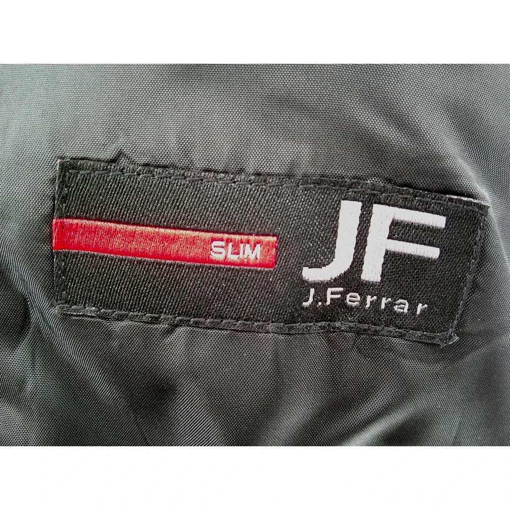 Mens JF Ferrar Black Plaid Stretch Suit Jacket Blazer Small 34-36 Slim New